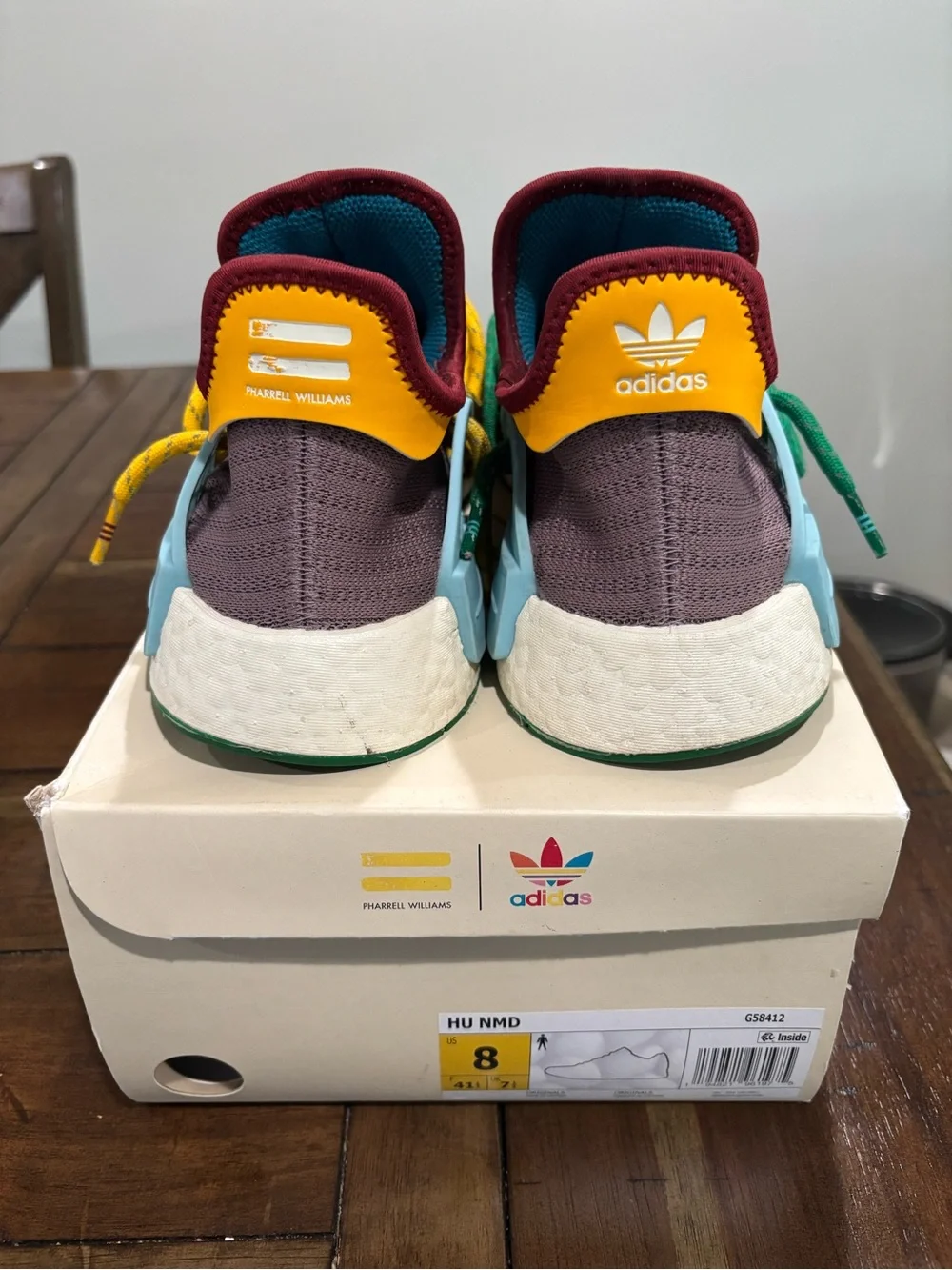 adidas Mens Purple Knit Sneakers with Green and Yellow Laces